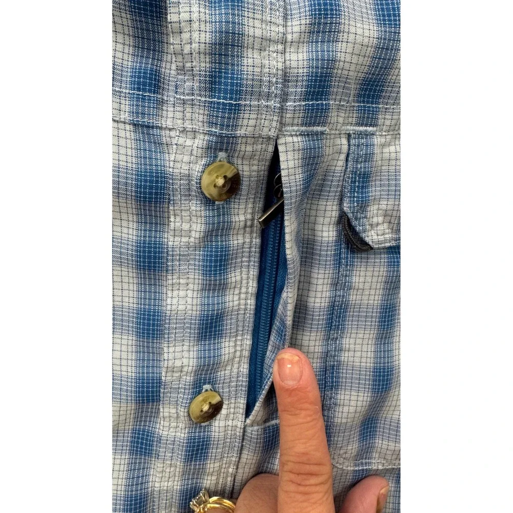 The North Face Mens Blue Gingham Plaid Short Sleeve Button Down Shirt Small AH6S